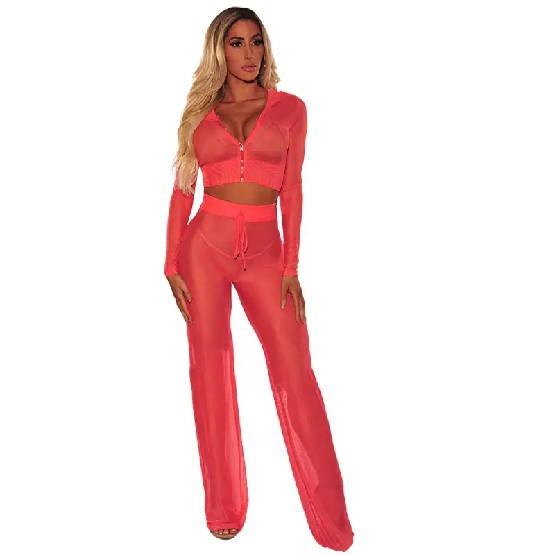 Gold Sequin Mesh Two-Piece Suit for Women