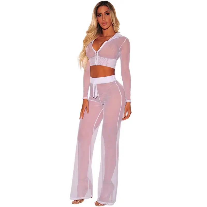 Gold Sequin Mesh Two-Piece Suit for Women