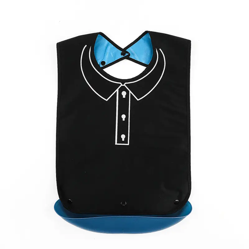 Waterproof Bib Napkin Blue Grid Extra Large