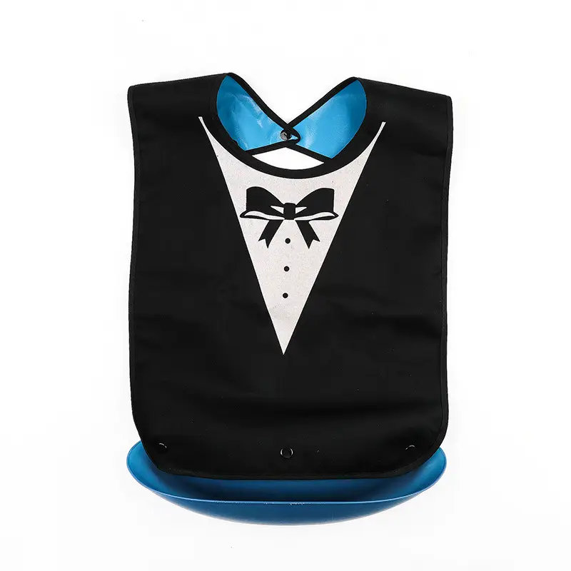 Waterproof Bib Napkin Blue Grid Extra Large
