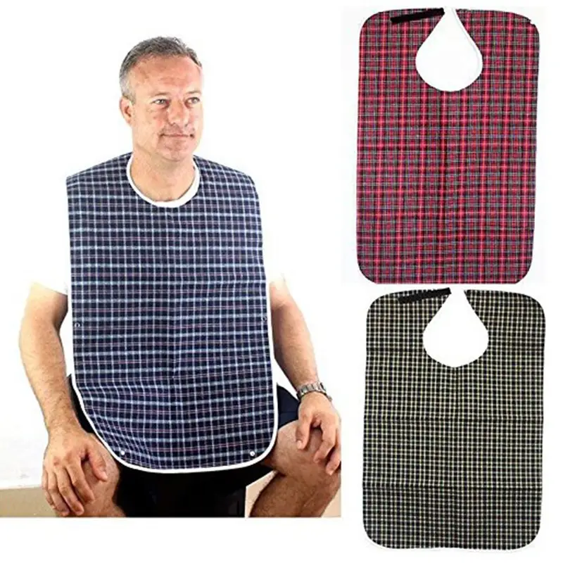 Black Butterfly Bib for Elderly Men Women Waterproof Daily Wear