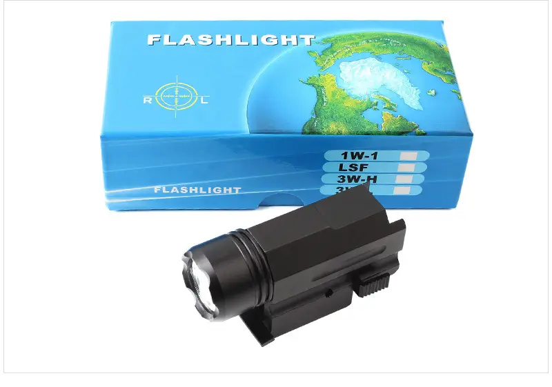 Tactical Flashlight Black White LED 20mm Clip