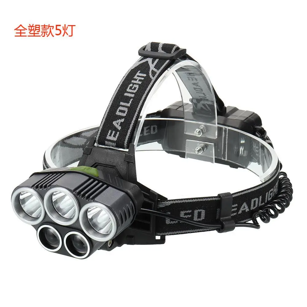 USB Rechargeable Headlamp with 5 LED Lights for Night Fishing & Hiking