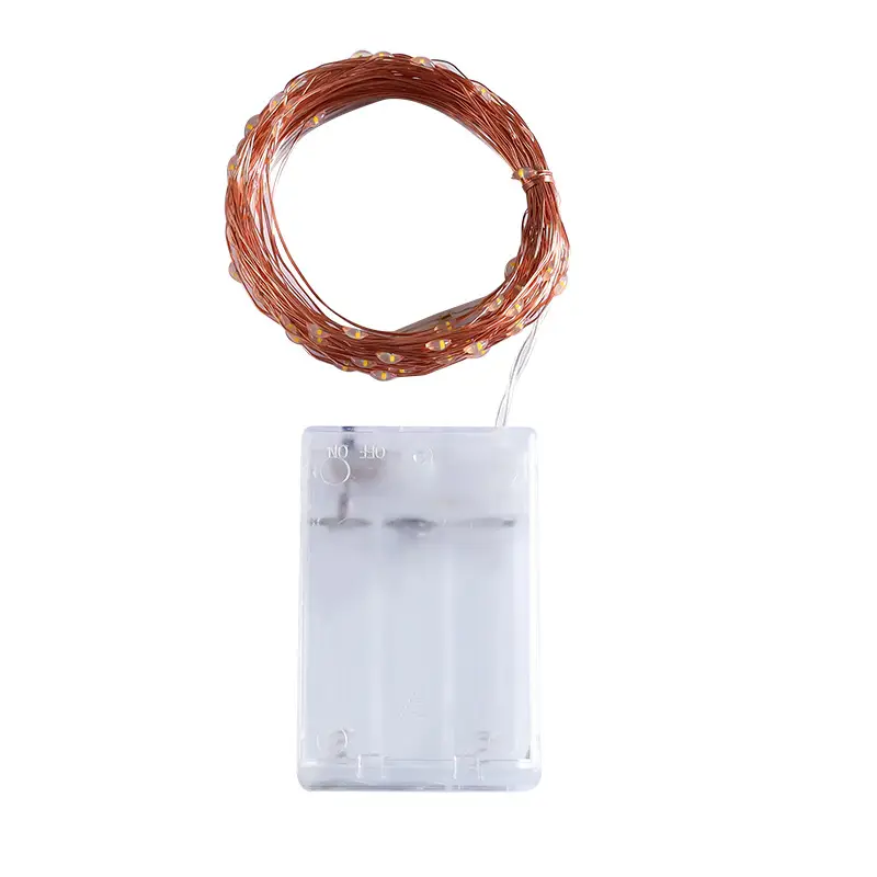 Copper String Lights for Home & Events, No Plug, Warm LED, 3AA Battery