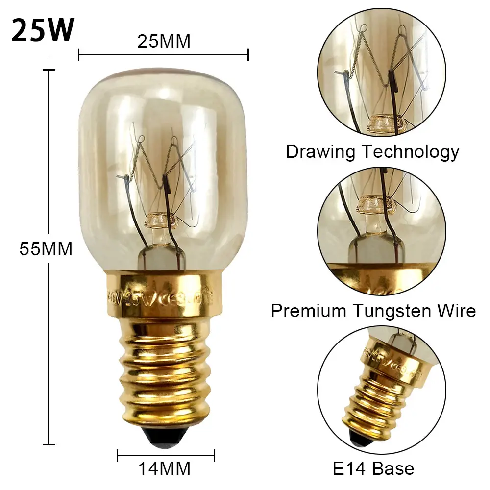Oven Bulbs 300°C Resistant E14 Small Screw
