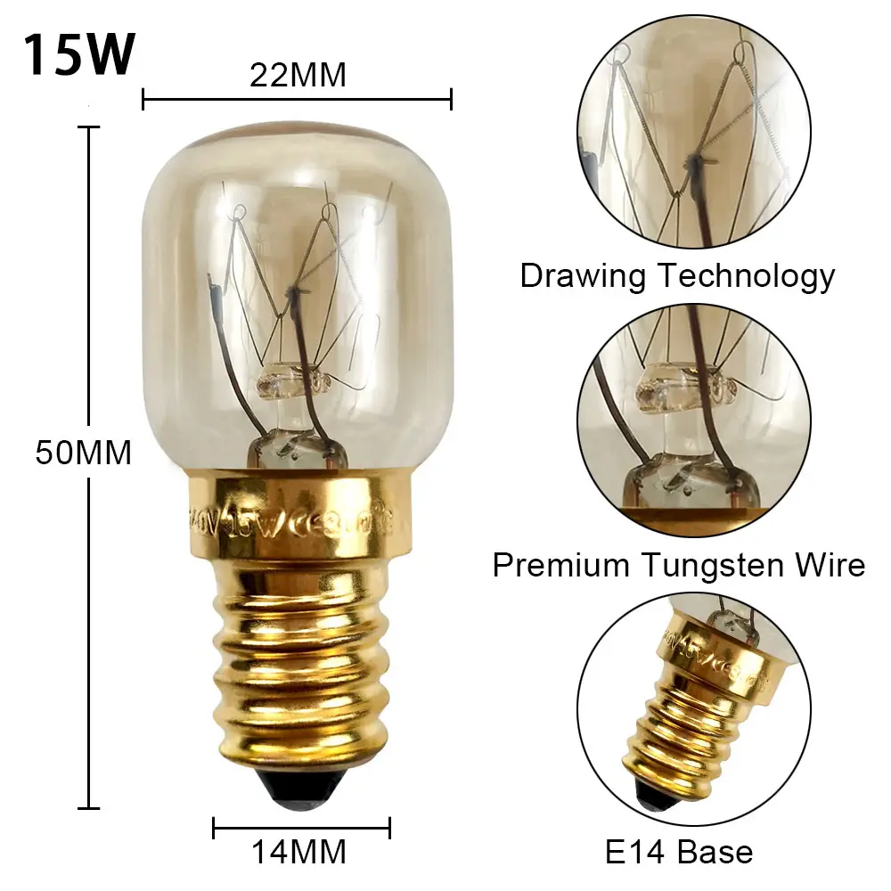 Oven Bulbs 300°C Resistant E14 Small Screw