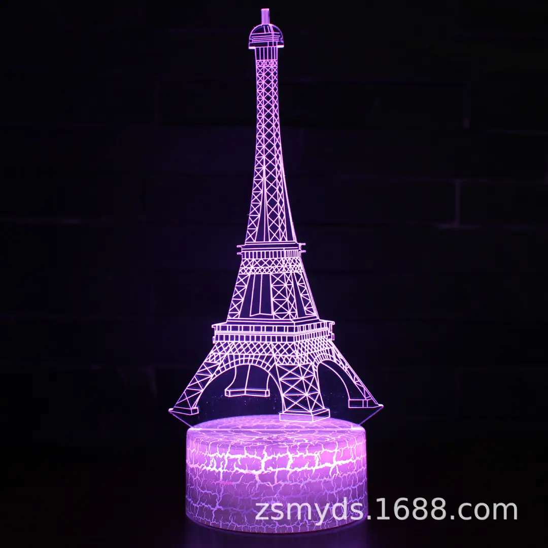 3D Paris Tower Night Light USB Rechargeable LED