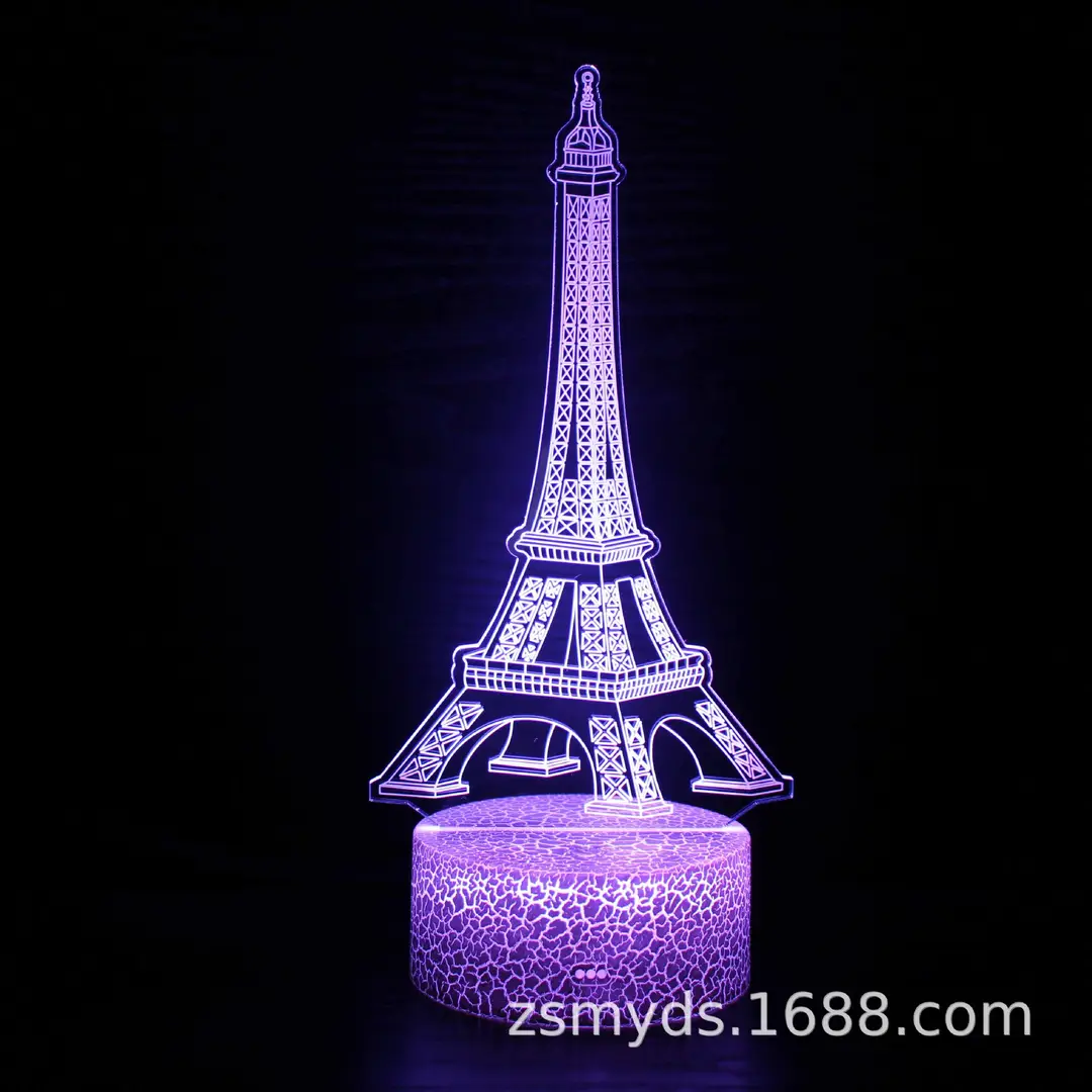 3D Paris Tower USB Rechargeable Night Light for Home Office