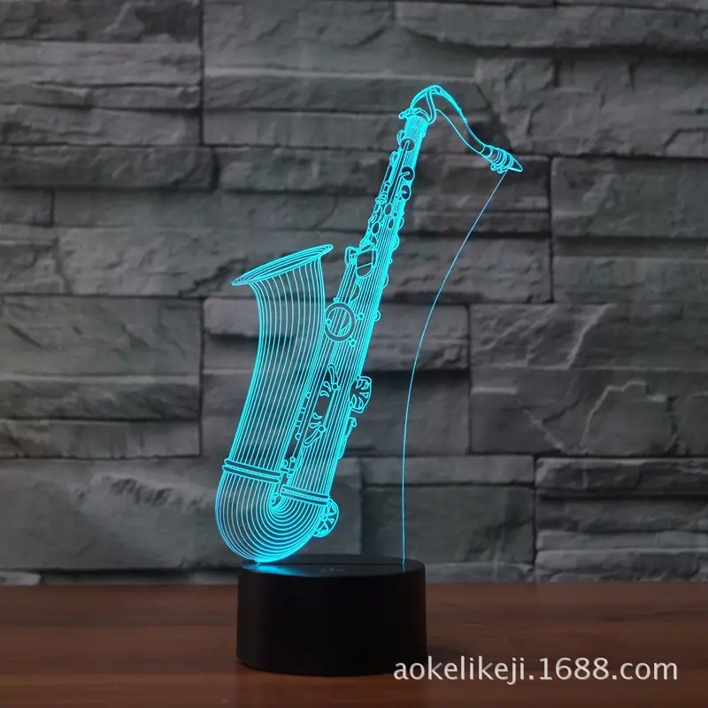 Saxophone Shape Night Light with 7-Color LED Gradient