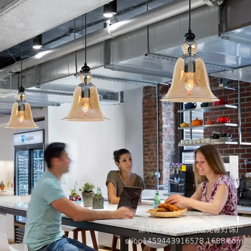 Modern Bell Glass Chandelier for Living Room Dining Bar