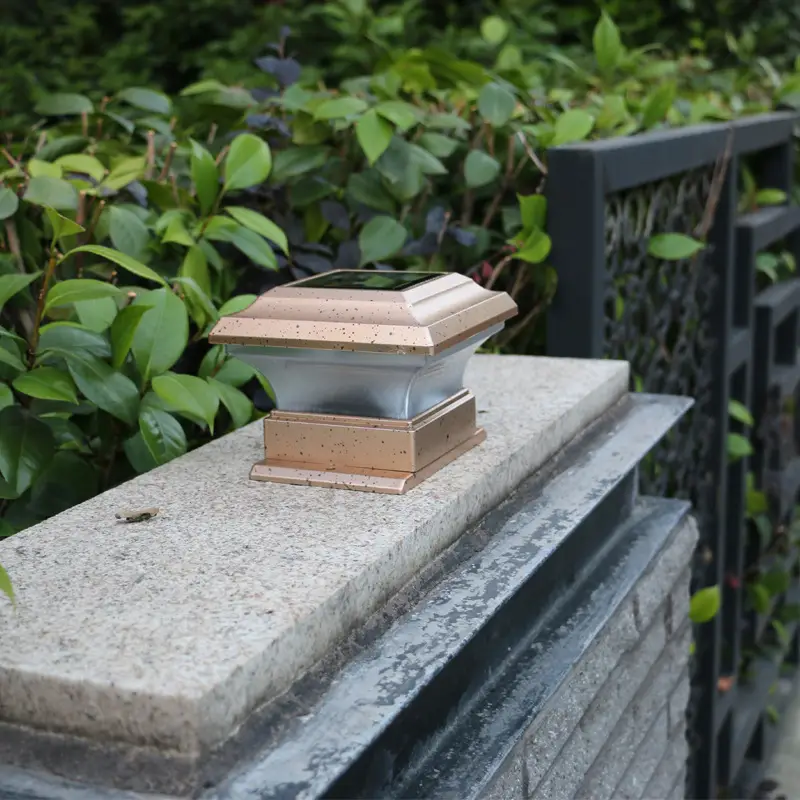 Solar Pillar Lamp Concrete Base Waterproof 4"