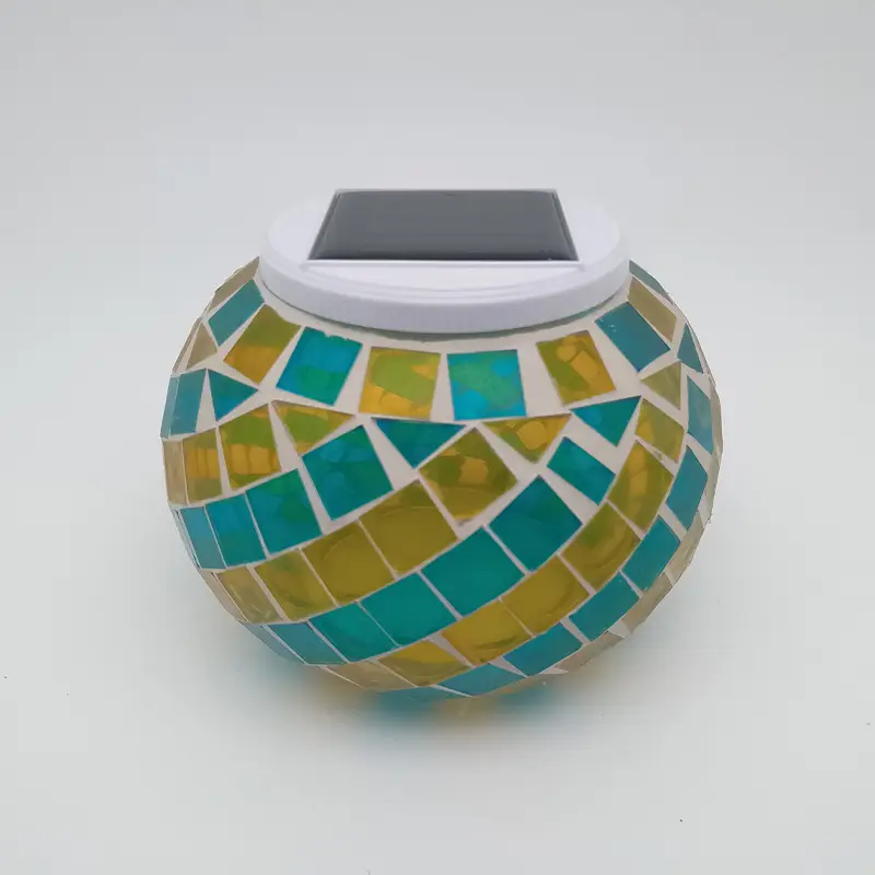 Solar Projection Lamp Blue Yellow Glass Mosaic
