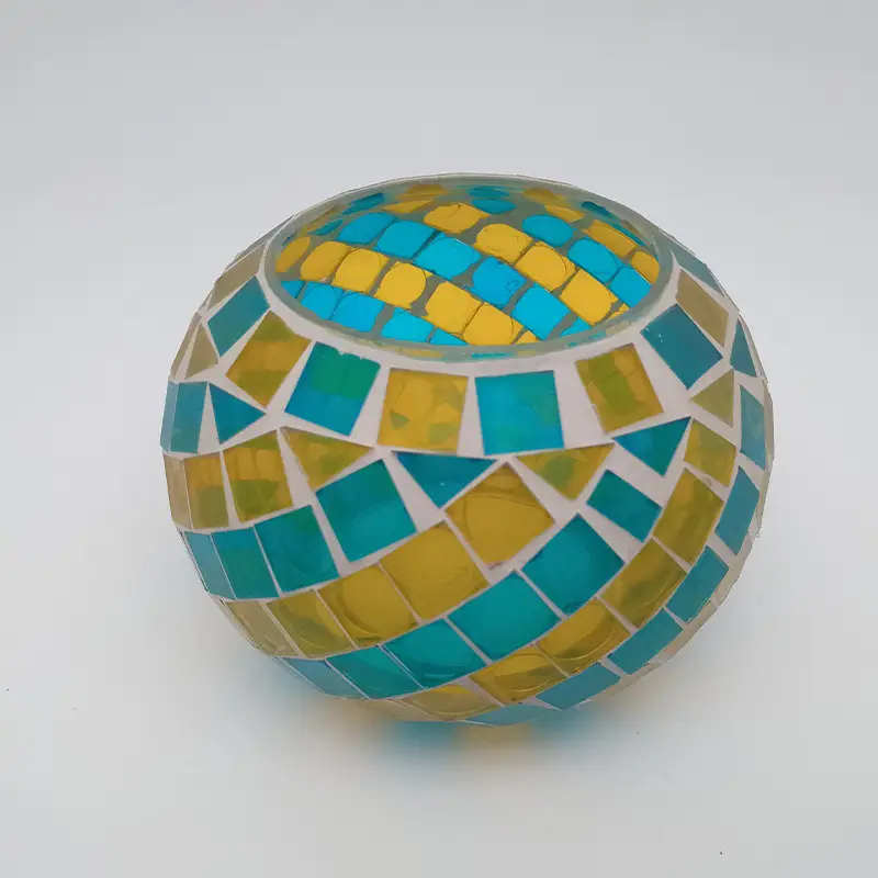 Solar Projection Lamp Blue Yellow Glass Mosaic