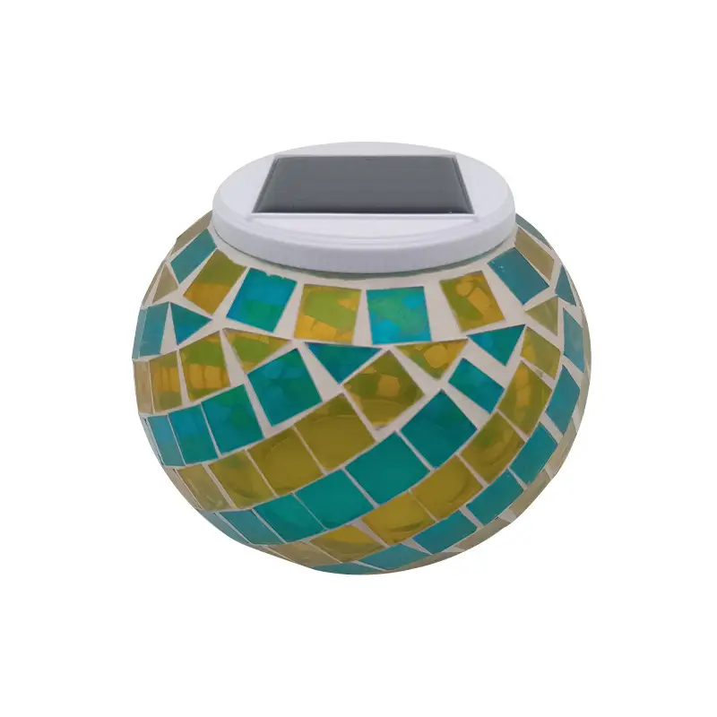 Solar Projection Lamp Blue Yellow Glass Mosaic
