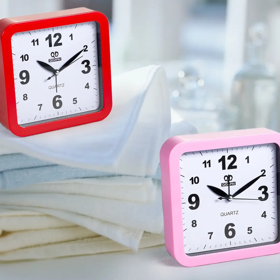 Square Alarm Clock Pink Red Bedroom Student Use