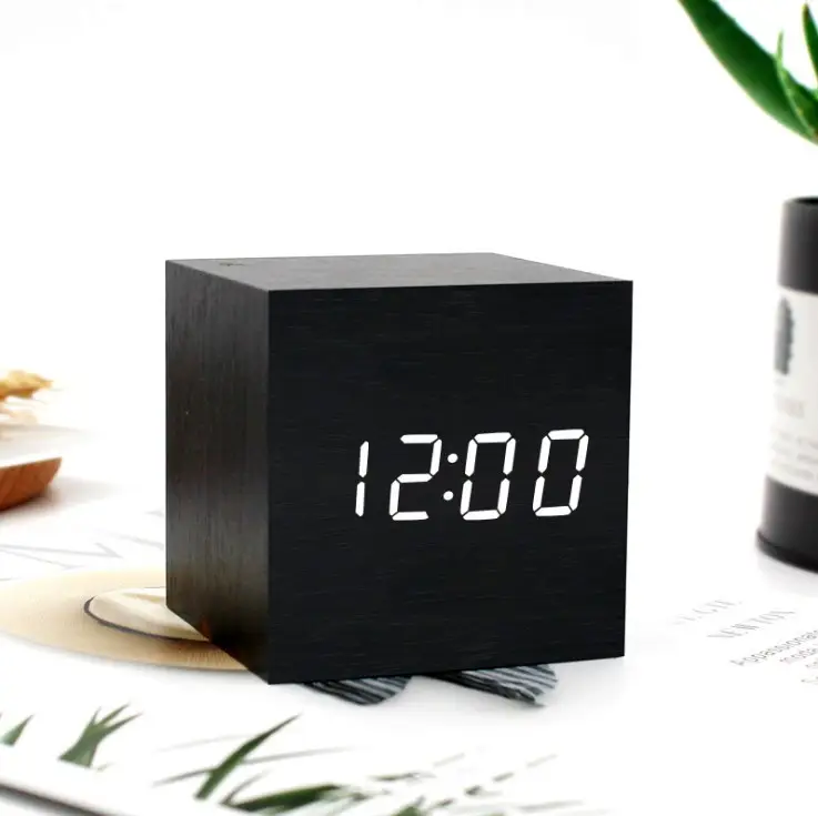 Wooden Digital Alarm Clock with LED Display