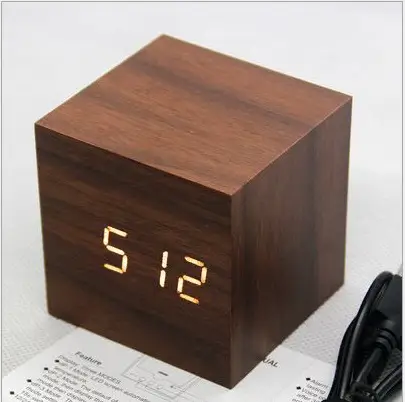 Wooden Digital Alarm Clock with LED Display