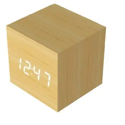 Wooden Digital Alarm Clock with LED Display