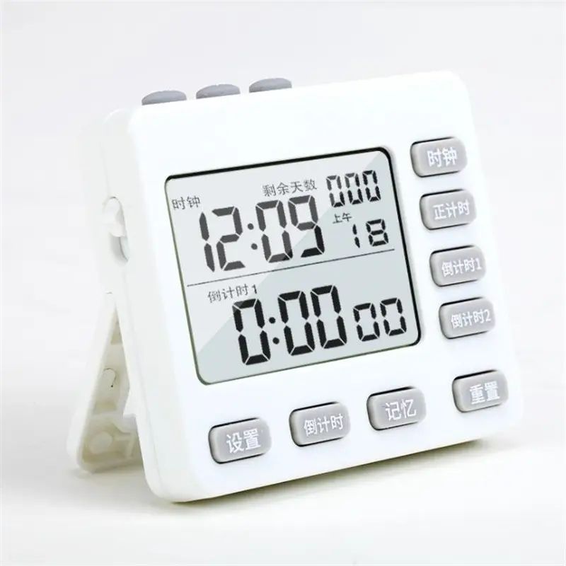 White Digital Timer with Countdown & Clock for Home Kitchen Study