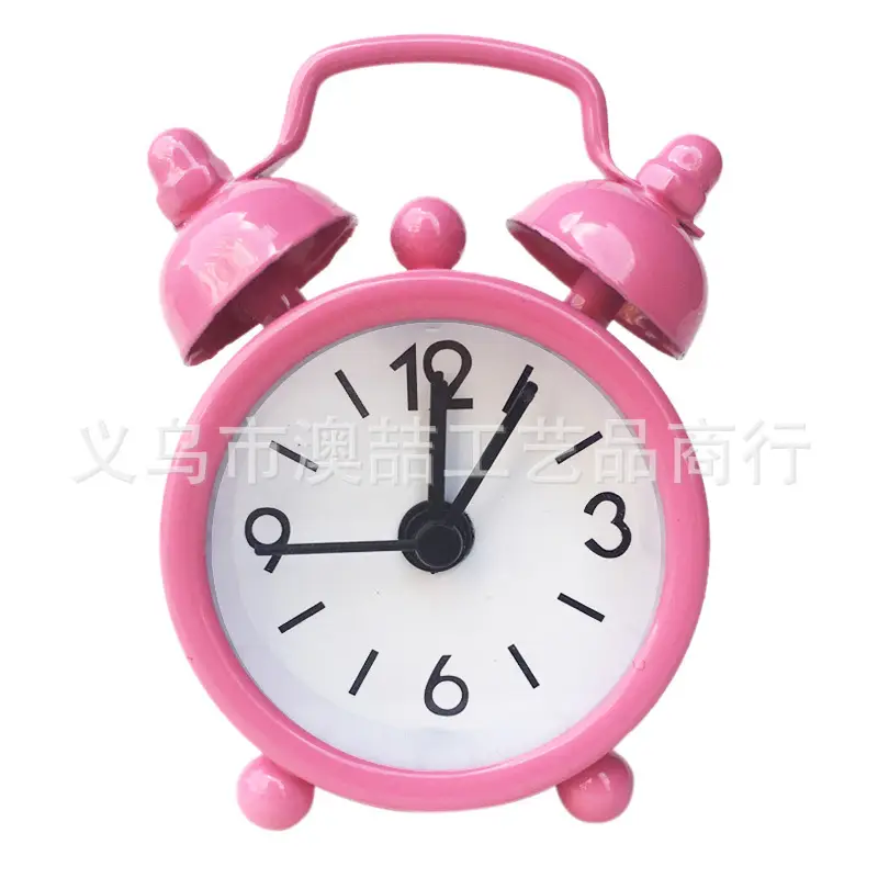 Mini Metal Alarm Clocks 4cm White Silent Student Use