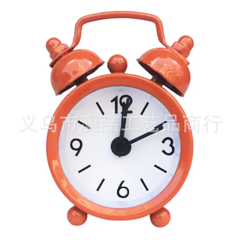 Mini Metal Alarm Clocks 4cm White Silent Student Use