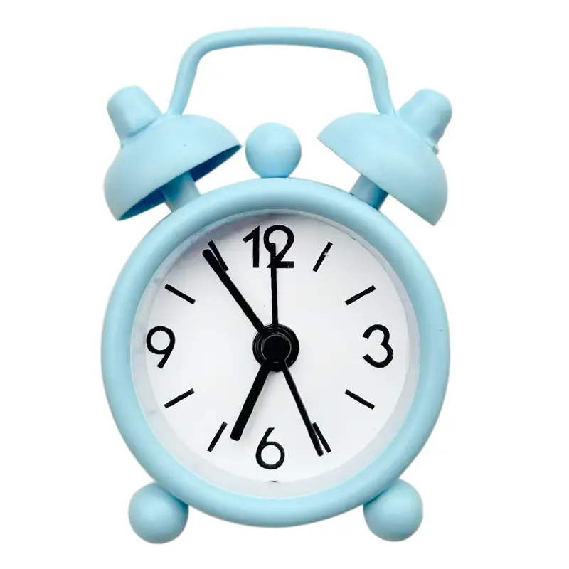 Mini Metal Alarm Clocks 4cm White Silent Student Use