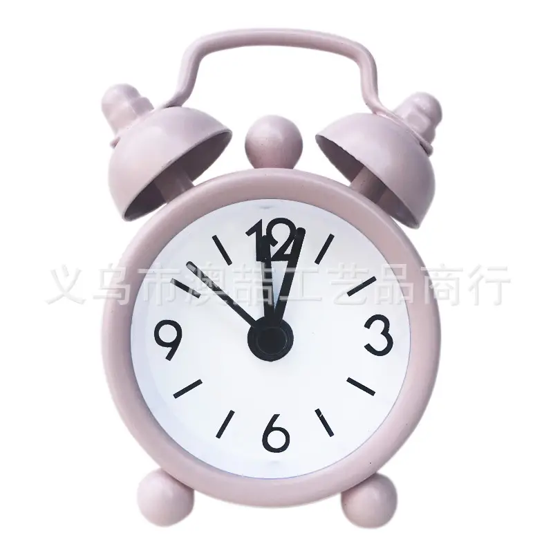 Mini Metal Alarm Clocks 4cm White Silent Student Use