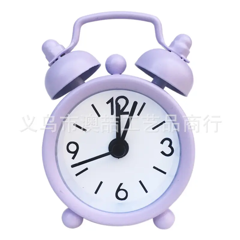 Mini Metal Alarm Clocks 4cm White Silent Student Use
