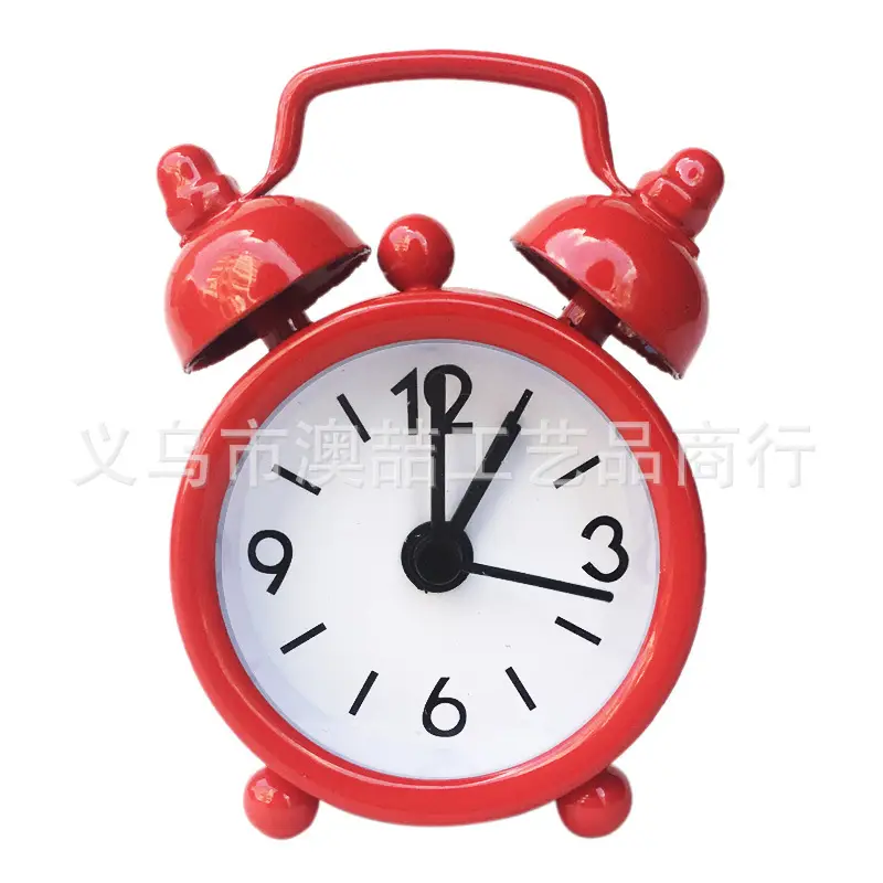 Mini Metal Alarm Clocks 4cm White Silent Student Use
