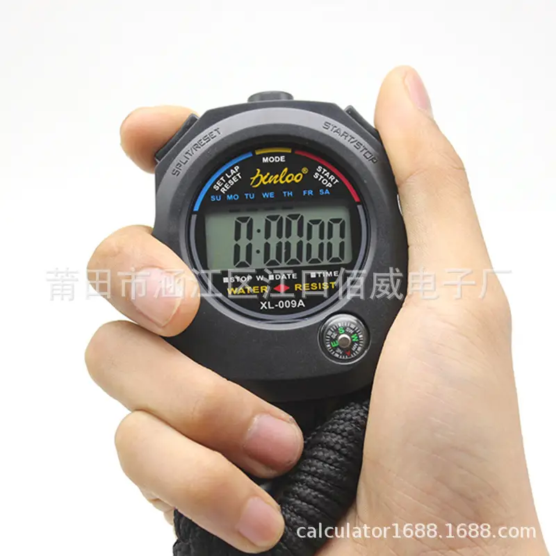 Black Digital Stopwatch for Sports Timing and Fitness Training