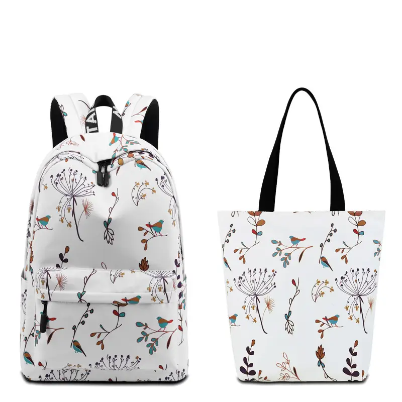 Women's Printed Waterproof Backpack Small Size White