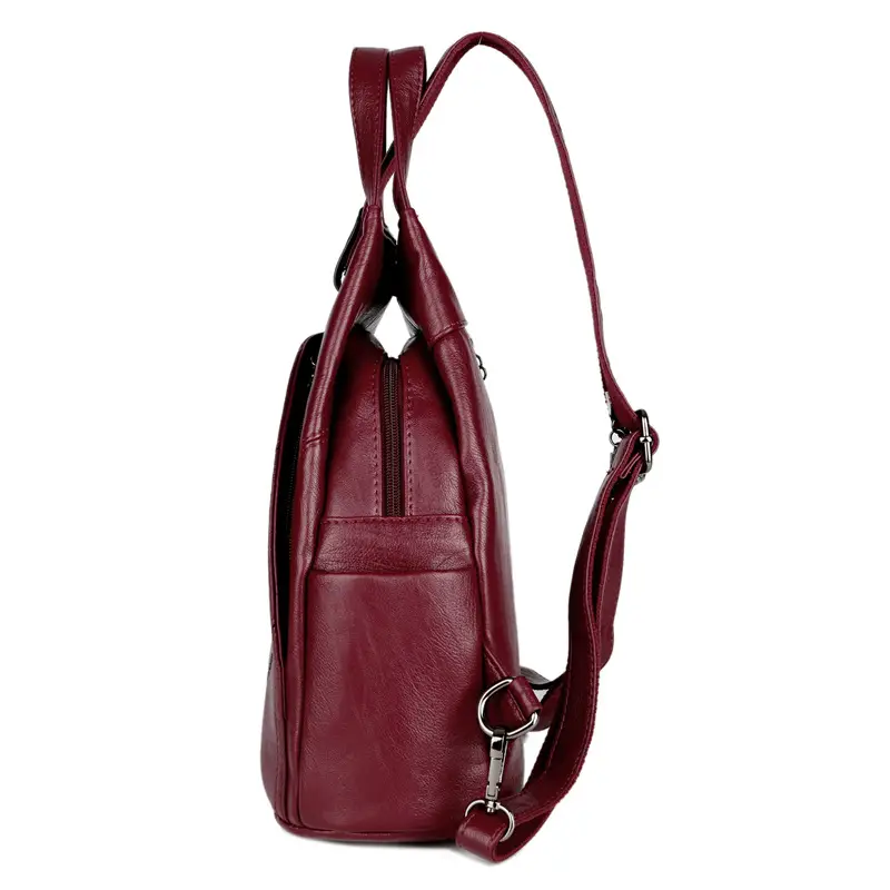 Red Geometric PU Leather Shoulder Bag for Women