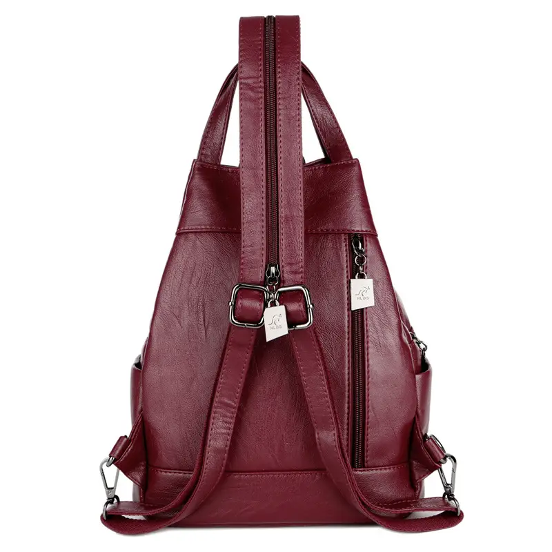 Red Geometric PU Leather Shoulder Bag for Women
