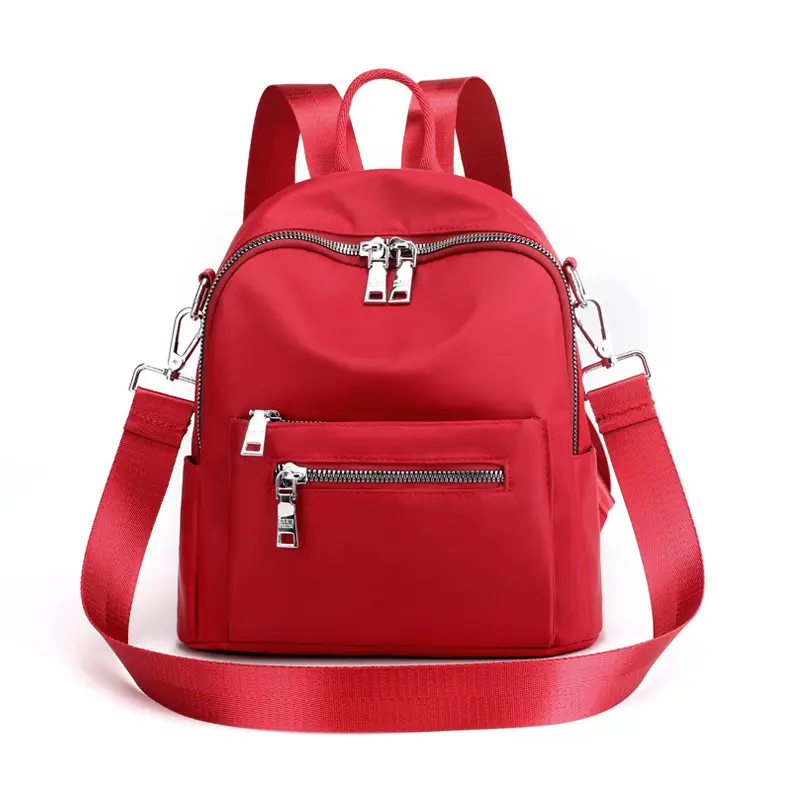 Women Nylon Backpack Travel Crossbody Bag Black
