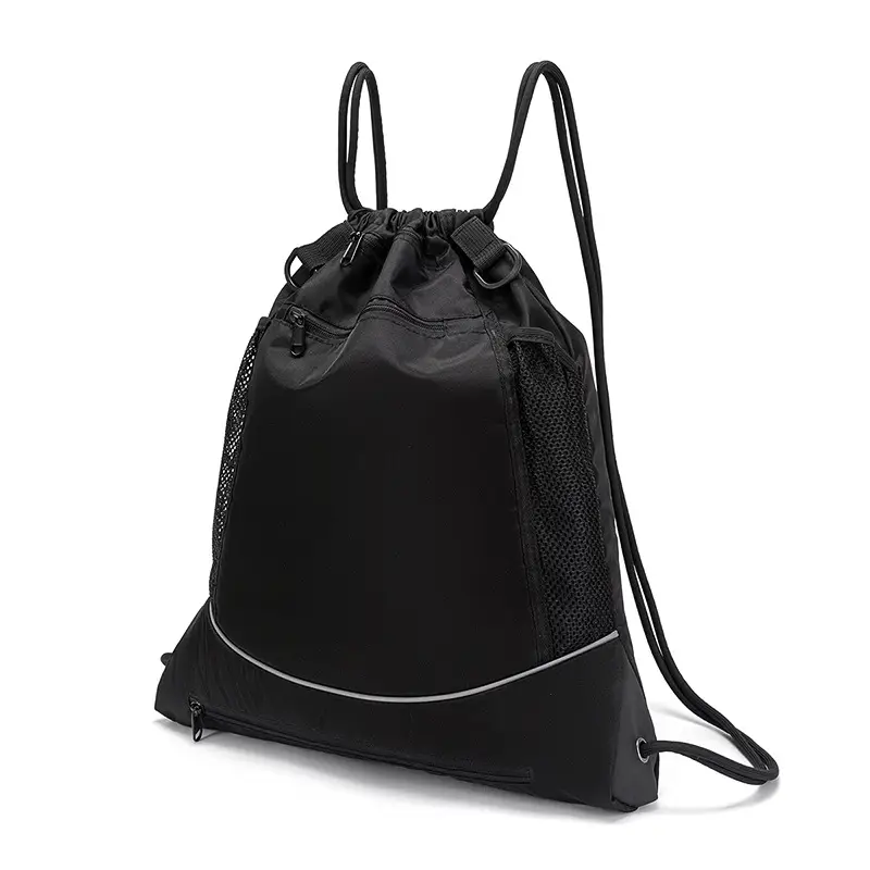Black Drawstring Sports Backpack for Basketball Football Training