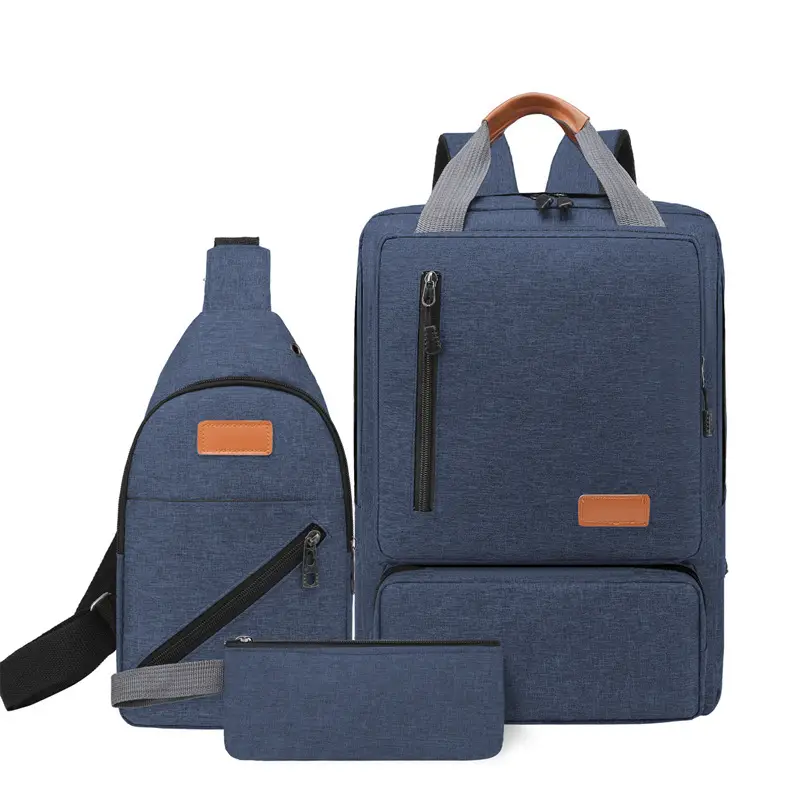 Gray Casual 3-Piece Travel Backpack Set for Men Women Students