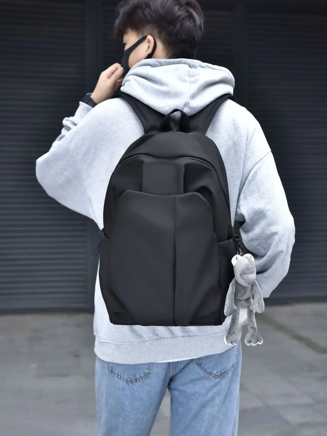 Black Casual Backpack for Students with Large Capacity