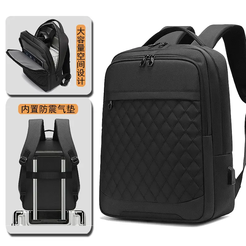 Premium Waterproof Quilted Black Backpack for Men