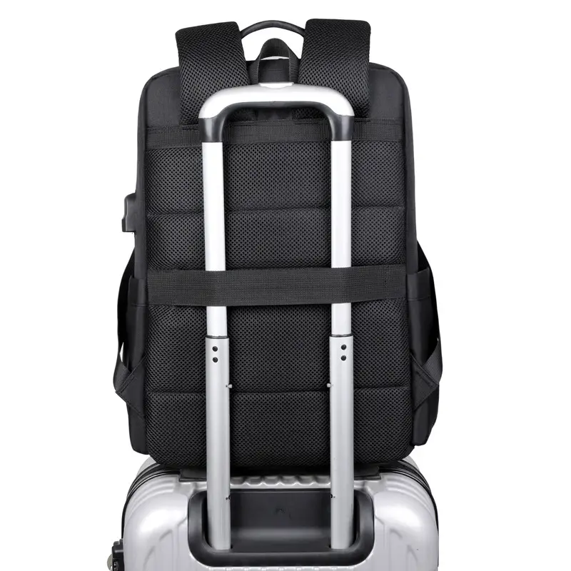 Waterproof Black Student Backpack with Reflective Strip