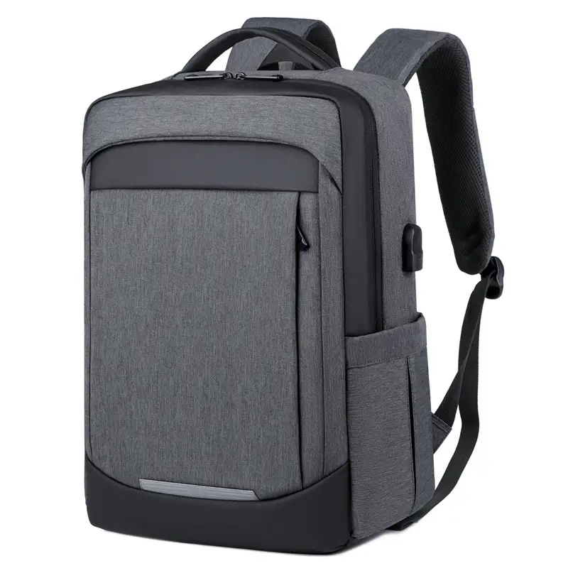 Waterproof Black Student Backpack with Reflective Strip