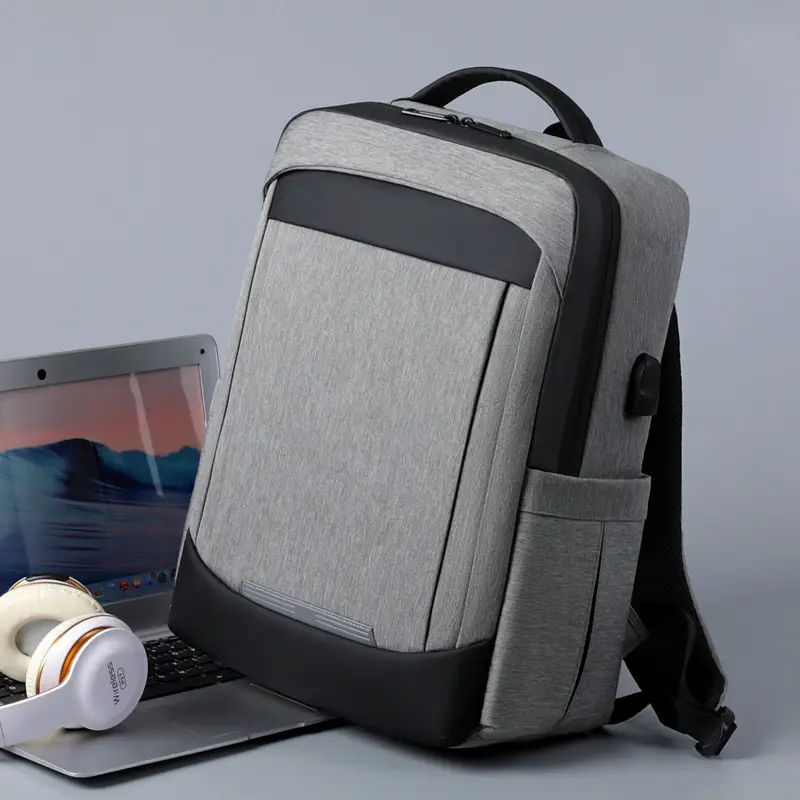 Waterproof Black Student Backpack with Reflective Strip