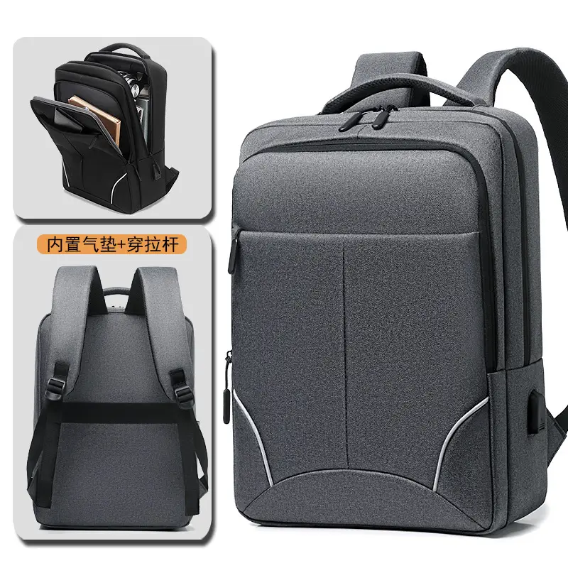 Men Waterproof Business Backpack Gray Reflective