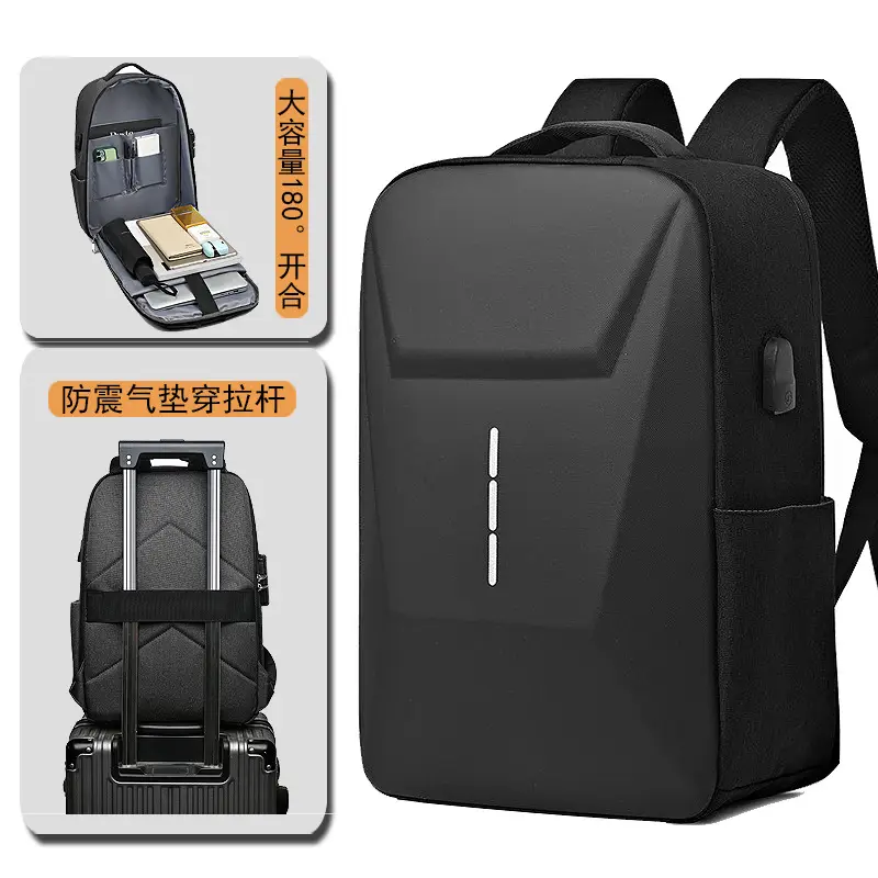 Black Waterproof Laptop Backpack for Men