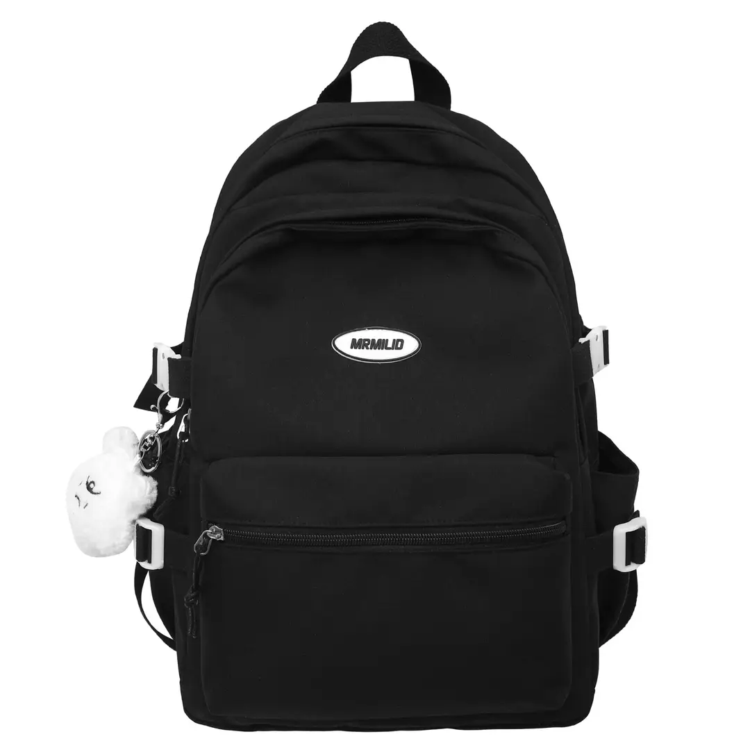 White Student Backpack with Multiple Compartment & Adjustable Straps