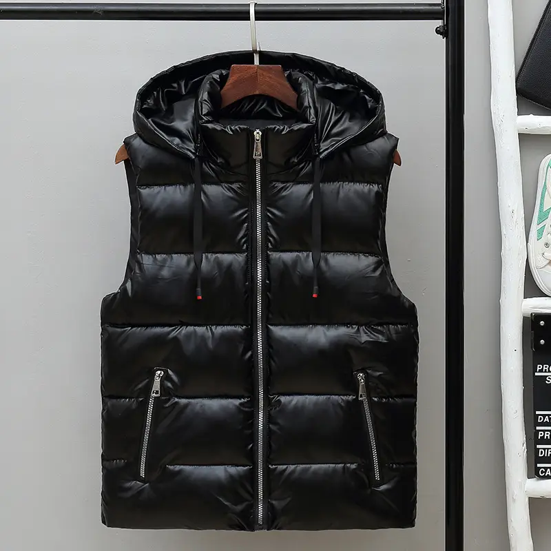 Men's Silver Hooded Puffer Vest Winter Warmth Pakistan