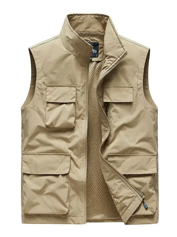 Men Multi-Pocket Fishing Vest Olive Green
