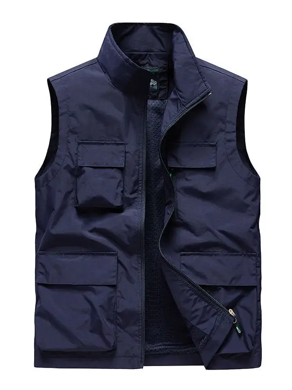 Men Multi-Pocket Fishing Vest Olive Green