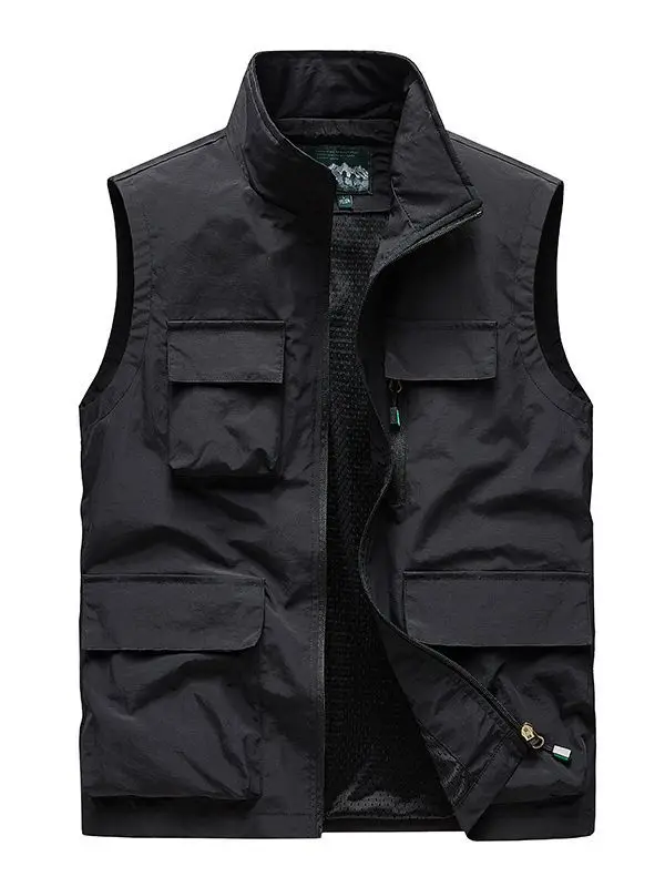 Men Multi-Pocket Fishing Vest Olive Green