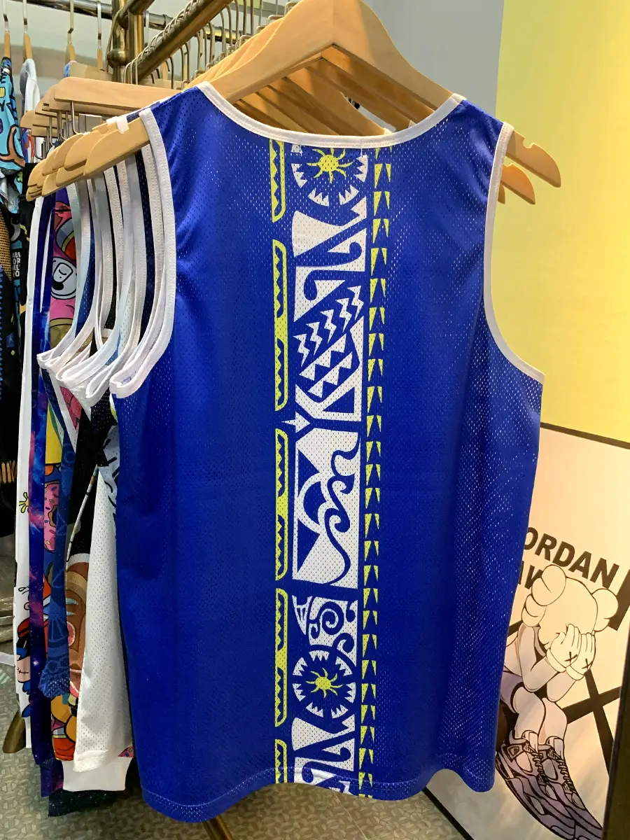 Men Blue Totem Vest Summer Breathable Silk