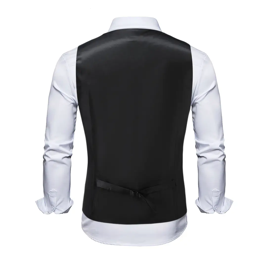 Men's Paisley Jacquard Vest Black Silver Autumn Winter